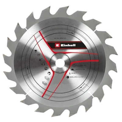 Imagen de Einhell Hoja de sierra circular original (200 x 16 mm, accesorio para sierras, diámetro 200 acople 20 dientes restringidos, ancho corte 2,4 equipado con metal duro,