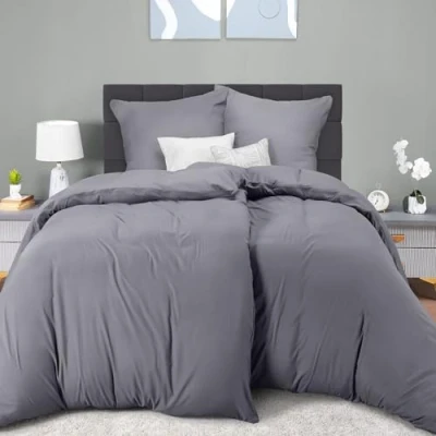 Imagen de Utopia Bedding Funda Nordica Cama 90 Microfibra y 2 Juego de Edredon 135x200 cm Almohada 80x80 (Gris)