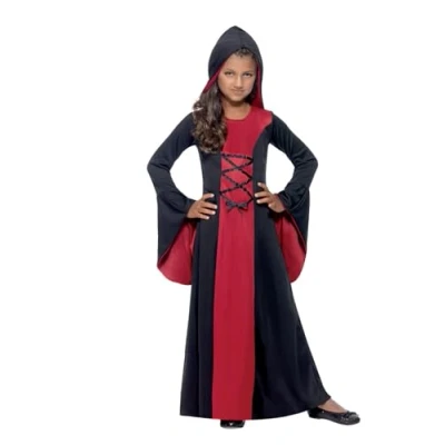 Imagen de Smiffys Disfraz de vampiresa, Rojo y negro, con vestido capucha, lazada