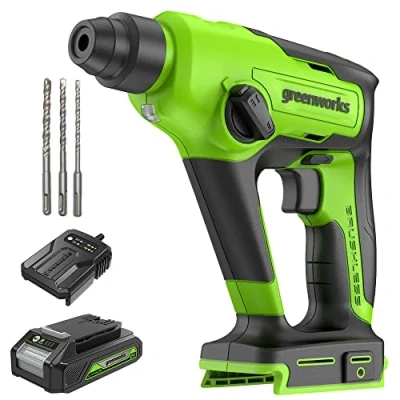 Imagen de Greenworks 1.2J Brushless Rotary Hammer kit 2Ah battery &amp; 2A charger