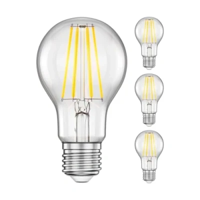 Imagen de ledscom.de Bombilla LED E27 de 4 piezas, A60, blanca (4000 K), 7,3 W, 1020 lm, regulador intensidad 3 niveles