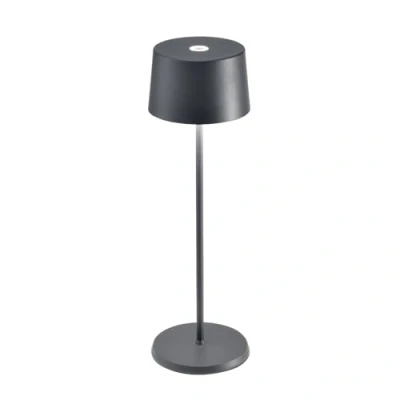 Imagen de Zafferano, Lámpara Olivia Pro, de Mesa Portátil y Recargable con Control Táctil, Adecuada para Interior Exterior, Atenuador, 2200 3000 K, Altura 35 cm, Color Gris Oscuro
