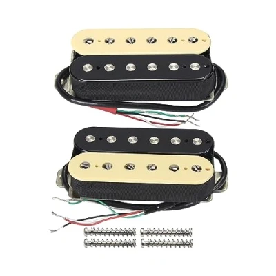 Imagen de FLEOR pastillas Humbucker para guitarra eléctrica Pastilla de puente doble bobina y juego mástil (negro + crema)