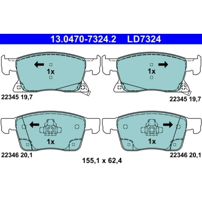 Imagen de ATE Ceramic 13.0470 7324.2 Juego de pastillas freno con avisador acústico desgaste OPEL: Astra K Hatchback, Sports Tourer