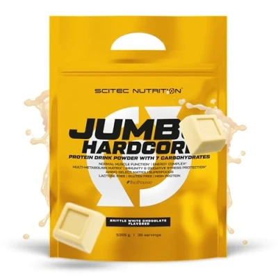 Imagen de Scitec Nutrition Jumbo Hardcore, Weight Gainer alto en proteína con Amino Select Matrix, Superfoods, Creatina y 7 carbohidratos, Sin Gluten Lactosa, 5355 g, Crocante chocolate blanco