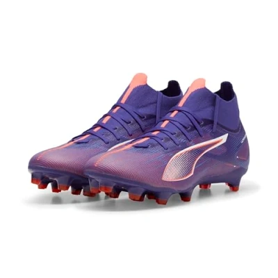 Imagen de Puma Ultra 5 Match Laceless FG/AG Botas de fútbol con tacos, Mujer, Talla: 39, Lapis lazuli/white/sunset glow Zapatos