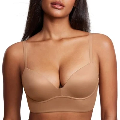 Imagen de DOBREVA Sujetador Push Up sin Aros con Relleno Bralette para Mujer Grava Beige 90B