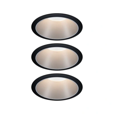 Imagen de Paulmann 93408 Luminaria empotrable LED Cole redonda incl. 3x6,5 W, foco regulable, negro, plateado, lámpara empotrable, plástico, aluminio zinc, de techo 2700 K