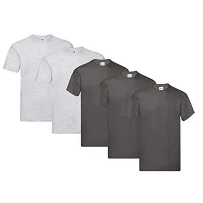 Imagen de Fruit of the Loom Camiseta original para hombre (5 unidades), 3grafito 2gris + 1 bloc de notas compra, XXL