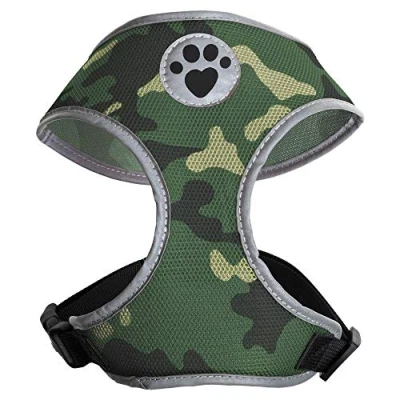 Imagen de iGadgitz Home U7044 Arnés para Perros, Arnes Perro Cachorro, Chaleco Resistente a la Transpiración Ribetes Reflectantes Hebilla Cierre Seguridad Camo Medio