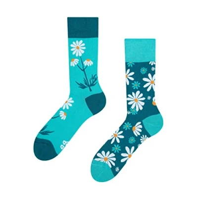 Imagen de Dedoles Calcetines Unisex Hombre Mujer y Niños Algodón muchos diseños divertidos diferente izquierda derecha, color: Azul, diseño: Camomila, tamaño: 35 38