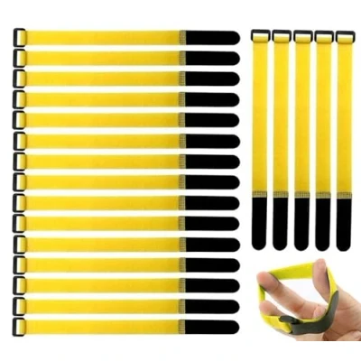 Imagen de Gebildet 20 Piezas Reutilizables Ataduras de Cable, 2 x 30 cm Gancho y Lazo Ajustable Correas para Tiras Bridas Organizar Cables (Amarillo)