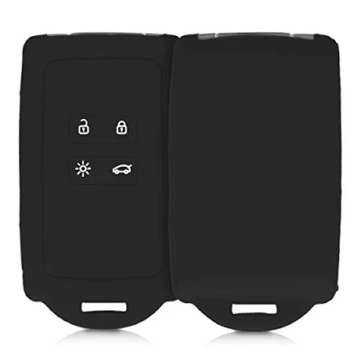 Imagen de kwmobile Funda de Silicona Compatible con Renault Llave Coche Smart Key 4 Botones (Solo Keyless Go) Carcasa Protectora para Llavero Case Mando Auto Negro