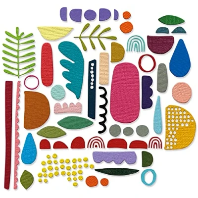 Imagen de Sizzix Die Set 43PK Elements by Juego de Troqueles Thinlits, Paquete 43 Elementos Abstractos Tim Holtz, 666280, Plástico Papel, Multi Colour, One Size