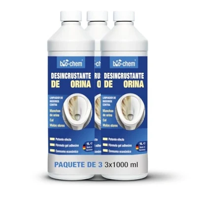 Imagen de bio chem Eliminador de piedras orina extrafuerte 3 x 1000 ml Limpiador profesional extremadamente potente y altamente concentrado Elimina fácilmente los depósitos olores más persistentes