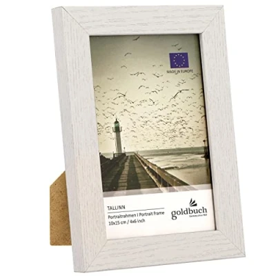 Imagen de goldbuch 92 0394 Tallinn marco de fotos madera, para en formato 15 x 20 cm, retrato con soporte y pared, individual MDF, fotos, color blanco