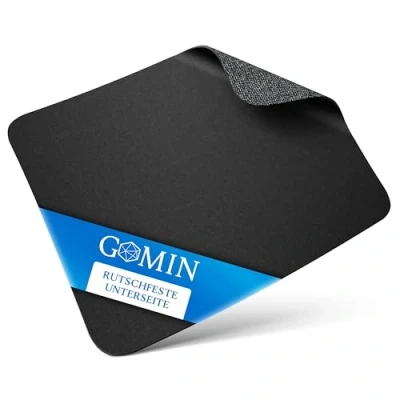 Imagen de GOMIN Mini Alfombrilla para ratón de 23 x 18 cm, Antideslizante, Bordes sin Costuras, Mejora la Velocidad y precisión, Protector Escritorio PC Negro