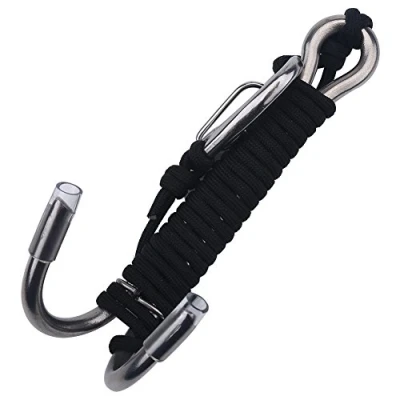 Imagen de Gancho de Buceo Doble, Deriva Acero Inoxidable Arrecife Reef Hook Diving Seguridad con Cable reemplazo para Cueva Submarina Deportes Acuáticos(Negro)