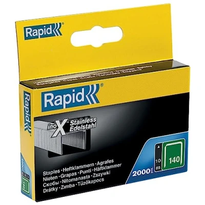 Imagen de Rapid Caja de Grapas Corona Plana para Plástico, Cartón y Alfombras N.º140 Acero Inoxidable, 10 mm 2.000
