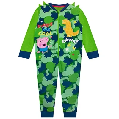 Imagen de Peppa Pig Niño Mono de Forro Polar para niñosGeorge y Mr Dinosaur Niños Todo en Uno Ropa Dormir Verde 4 5 años