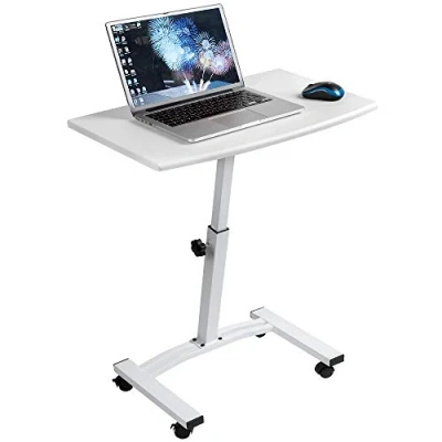 Imagen de Tatkraft Cheer Mesa para Ordenador Portátil, Altura Ajustable, 52 84 cm, 4 Ruedas (con Dispositivo de Bloqueo), Blanco