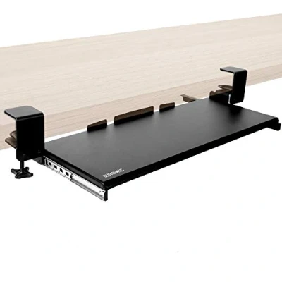 Imagen de Duronic DKTPX1 Plataforma para Teclado y ratón Mesa de Escritorio Instalación por Pinza Solución Ideal Ahorrar Espacio Tablero partículas con Material Resistente Color Negro