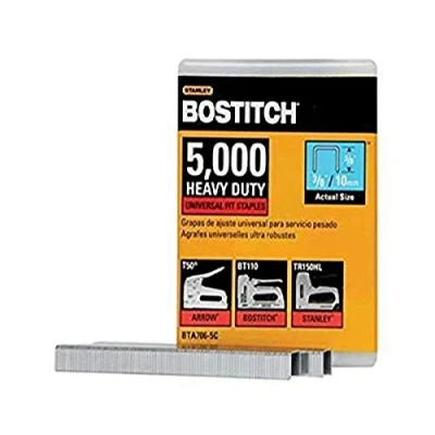Imagen de BOSTITCH BTA706 5C Grapas de construcción resistentes, 3/8 x 2/5 pulgadas, paquete 5000