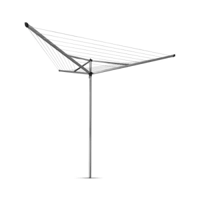 Imagen de Brabantia Tendedero Rotary Essential con Soporte para jardín Sistema Tipo Paraguas Cuerdas resisitentes a los Rayos UV Antideslizantes Sólido Anclaje Metallic Gris 30m