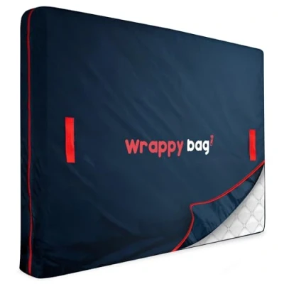 Imagen de WRAPPYBAG Funda Protectora Impermeable de Poliéster Oxford para Colchón Bolsa Almacenamiento con 4 Asas Transporte Ideal Mudanzas, Almacenaje y 180 x 200 cm
