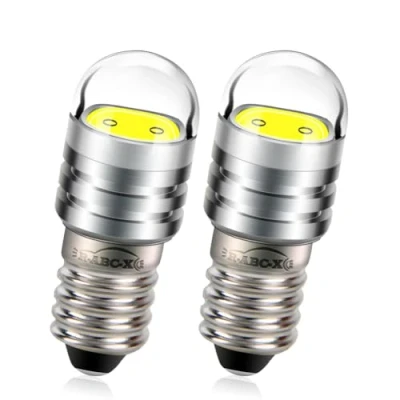 Imagen de Ruiandsion 2 bombillas LED COB de 6 V, 12 E10, W, repuesto para faros delanteros, color blanco/blanco cálido, Blanco, V