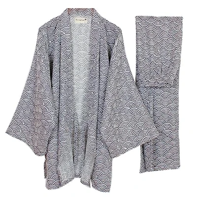 Imagen de Fancy Pumpkin Trajes de estilo japonés los hombres Traje vestido pijama kimono Conjunto [Tamaño patrón onda gris L]