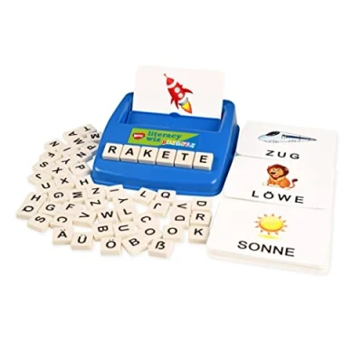 Imagen de BOHS Juego divertido de alfabetización alemana, 120 palabras, 60 tarjetas flash, juguetes educativos aprendizaje idiomas preescolares