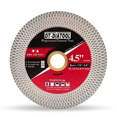 Imagen de DT DIATOOL Hoja de diamante para azulejos 4 1/2 pulgadas porcelana, cerámica, mármol, piedra artificial, disco corte y molienda con segmentos malla en X doble
