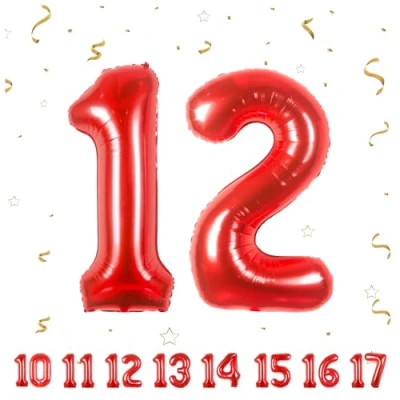Imagen de Globos de Cumpleãnos Numeros 12 Rojo,101 CM Globo Gigantes Grandes Decoracion,Globo Numero Niño Niña Adultos decorazione,Vuelan con Helio
