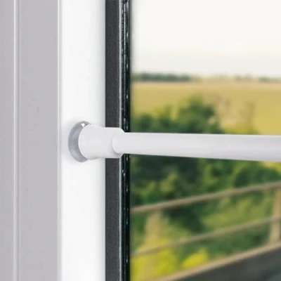 Imagen de 2 barras de cortina extensibles, sin taladro, tensión para cortinas estanterías, ventanas cocina, 8 mm diámetro (70 119 cm)