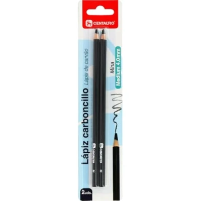 Imagen de Centauro 2 Lápices Carboncillo para Dibujo, Color Negro, Mina Medium 4.0mm, Perfectos Aprender a Dibujar, Esbozar y Desarrollar tu Lado Más Artísitico