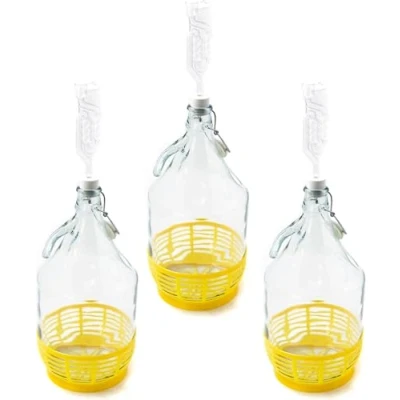 Imagen de WysKonT Juego de 3 Globos Cristal 5 litros con Cierre Clip, para Vino