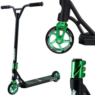 Imagen de Mach1 patinete de acrobacias con dirección 360 , ruedas 120 mm núcleo aluminio y rodamientos ABEC 9, patinete, para niños a partir 6 años (negro verde negras)