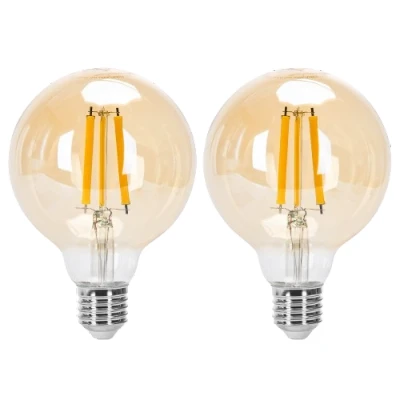 Imagen de Aigostar Bombilla LED E27 Edison, 12W Equivalente a 89W, Blanco Cálido 2200K, 1320 Lúmenes, Vintage Decorativa G95 de Filamento, No Regulable, Cristal ámbar, Pack 2