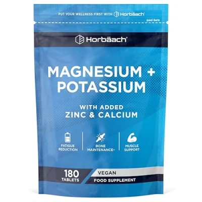 Imagen de Magnesio Y Potasio Comprimidos en Polvo 6 Meses de Suministro con Vitamina B12, B6 Zinc Minerales Esenciales alta dosificación Electrolitos Horbaach