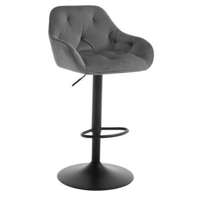Imagen de WOLTU Taburete Cocina, Alto de Cocina con Respaldo y Reposapiés, Giratorio Tapizado en Terciopelo, Ajustable, Base Metal Antideslizante, Gris Oscuro, BH405dgr 1