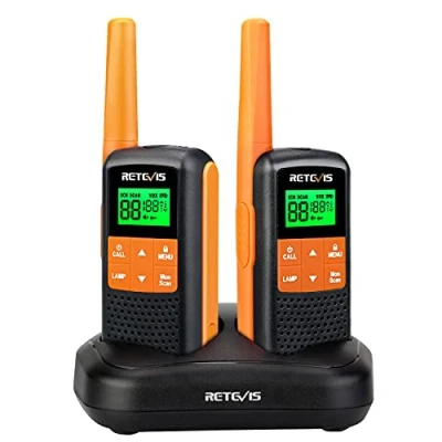 Imagen de Retevis RT649 Walkie Talkie Profesional, Recargable USB PMR446 IP65 Impermeable Talkie,VOX Dual Linterna 2 Métodos de Carga Talkie(Naranja, 1Par)