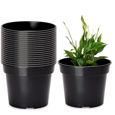 Imagen de Garronda Macetas de Producción Redondas para Plántulas Flores y Plantas GD 0025 (20 Piezas Negro, ⌀ 15 cm H 11,5 cm)