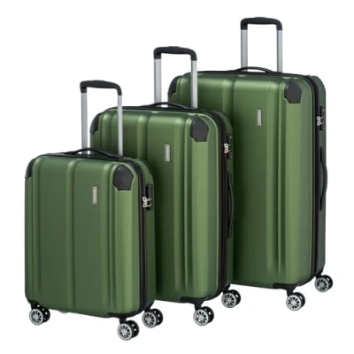 Imagen de Travelite Juego de Maletas 4 Ruedas Tallas L/M/S con Candado TSA + Pliegue Expansión (Excepto Talla S), City: Robusta Maleta Cubierta Dura Superficie Resistente a Los Arañazos