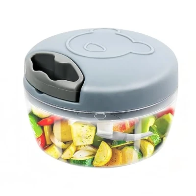 Imagen de talifoca Cortador de cebolla, 500 ml, picadora acero inoxidable, 3 cuchillas, trituradora manual