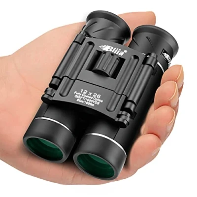 Imagen de BIJIA Prismáticos de alta definición 12 x 26 pulgadas para adultos y niños, observación pájaros, mini binoculares plegables compactos viajes, turismo, caza, concierto (prisma BAK4,