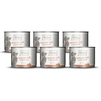 Imagen de MjAMjAM Comida húmeda Premium para Perros Exquisito Bouquet de Manzana afrutada, Pack 6 (6 x 200g), sin Cereales con Extra Carne
