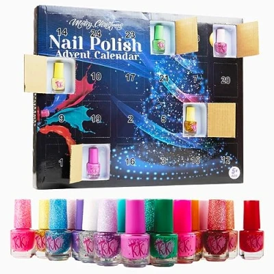 Imagen de KreativeKraft Calendario de Adviento Maquillaje Niñas 2024 con Esmalte y Pegatinas para Uñas (Esmalte)