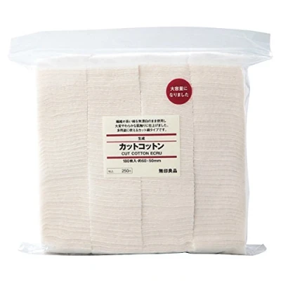 Imagen de Muji Makeup Facial Soft Cut Cotton Unbleached 60x50 mm 140pcs by