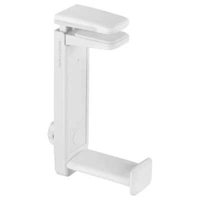 Imagen de Mars Gaming MHH2W, Soporte Auriculares Gancho + Stand, Gestión Cables, Altura Ajustable, Blanco